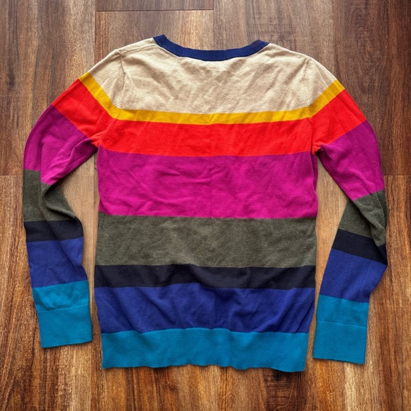 GAP Rainbow Stripe Long Sleeve Sweater Top Size: Medium Colorblock Knit Crewneck - Picture 4 of 6